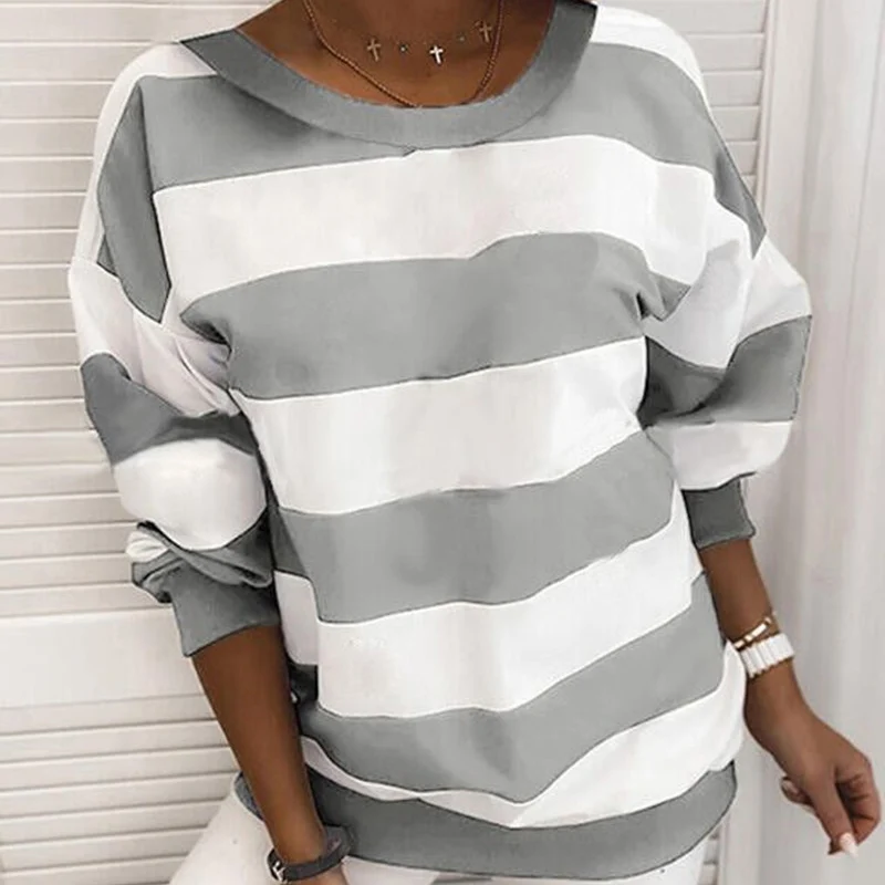 Diiwii Woman  Striped Hooded Drawstring Hoodies