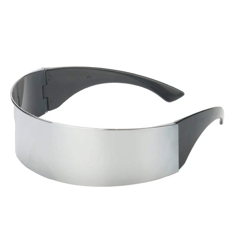 Модные зеркальные Серебристые футуристические солнцезащитные очки, женские клевые солнцезащитные очки, маска Забавные очки, вечерние очки на Хэллоуин для мужчин - Цвет линз: 1Silver