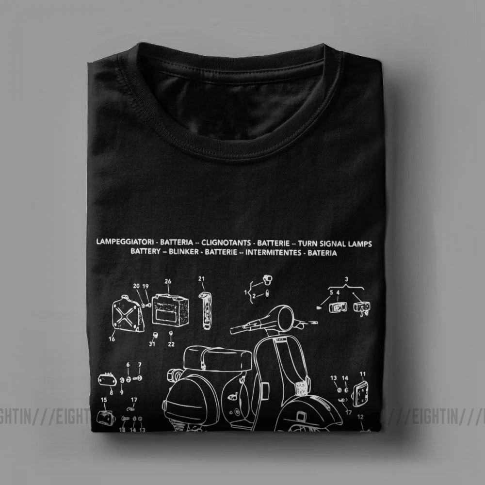 Vespa футболки запчасти скутер Италия уникальный ретро мотоцикл велосипед футболка мужская короткий рукав Винтаж тройники очищенный хлопок