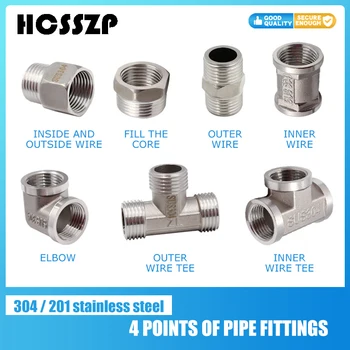 

Female Male Thread Tee Type Reducing Stainless steel Elbow Butt joint adapter Adapter Coupler Plumbing fittings 4point Connector
