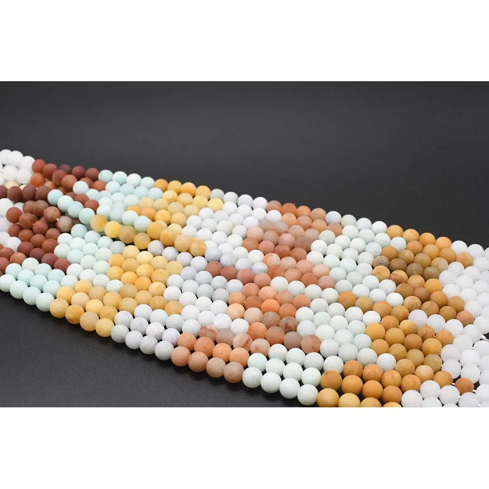 6-10mm AA Natural frosted surface Colored gemstone round Stone Beads For DIY necklace bracelet jewelry making 15 