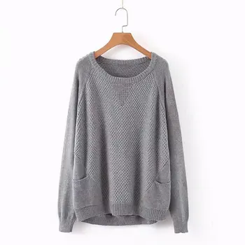 

Stylish Chic Women Grid style Sweater Autumn Fashion Knitwear Casual Sreetwear O-Neck Pullovers