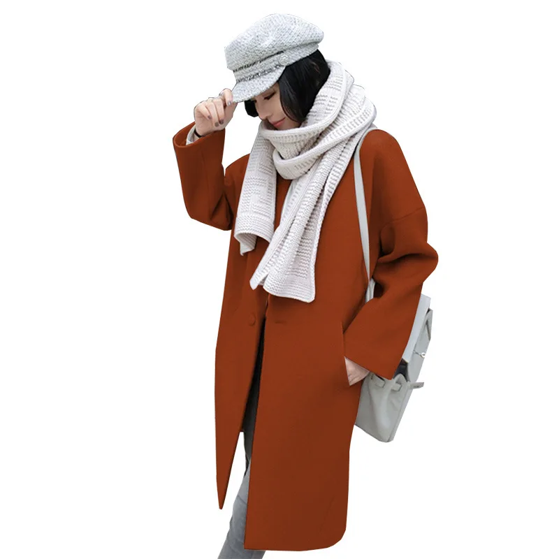 Женское пальто, верхняя одежда, зимняя одежда, Модное теплое шерстяное женское элегантное шерстяное пальто на одной пуговице, большие размеры 5XL