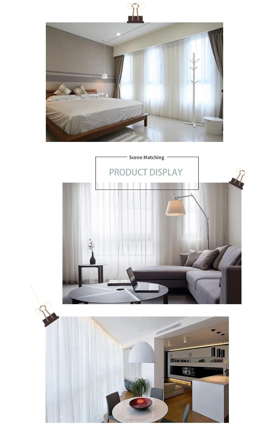 Solid White  Tulle Curtain For Living Room Bedroom Modern Organza Voile Sheer Curtains Finished Decorative Window Treatment