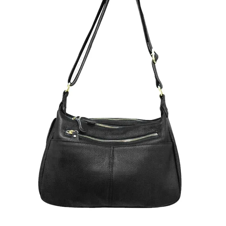 

Milled Leather 2018 New Style Double Zipper Genuine Leather Casual Mommy Compartment Medium-small Shoulder Bag Lady-