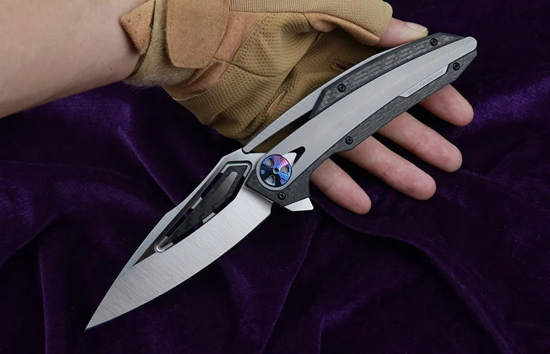 LOVOCOO ZT0999 Флиппер складной нож для ежедневного использования, M390 лезвия CF titanium ручка нож для охоты и кемпинга Фруктовый нож, инструмент для повседневного использования