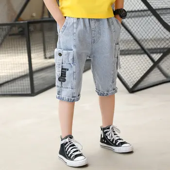 

Big Boys Denim Cargo Shorts with Pockets Summer Baby Cowboy Casual Short Pants Boy Denim Shorts Trousers Children Capris Pants
