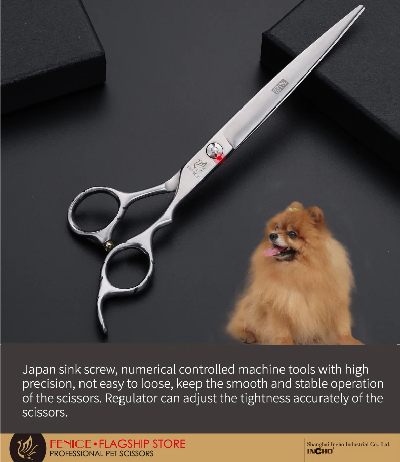 Fenice 7.5 inch Professional Premium Sharp Edge Dog Pet Grooming Scissors Cutting shears kits with Non-slip handle