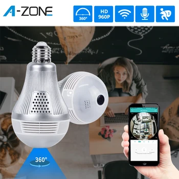 

960P 1080P 3MP Wireless Panoramic 3D IP Camera WIFI Bulb Light FishEye 180 / 360 Degree CCTV Home Security 360 Camera Bulb