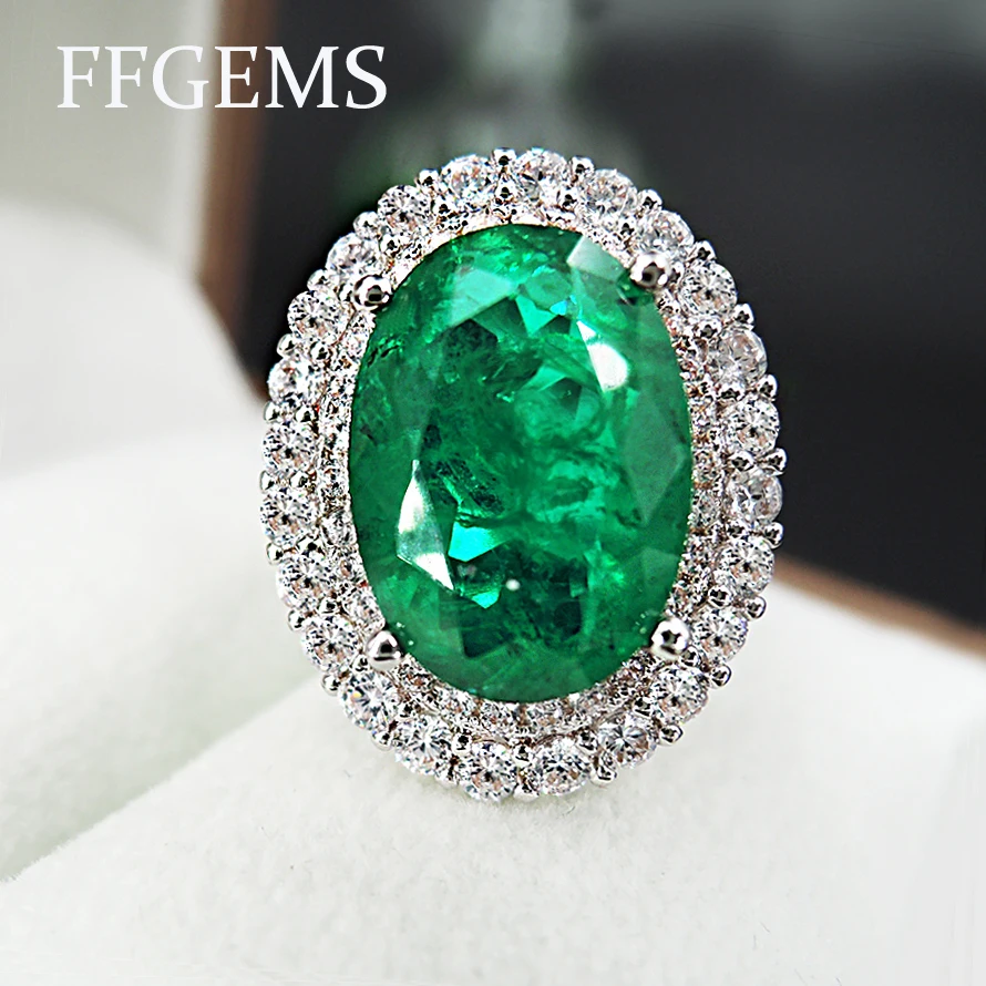 FFGems винтажное серебро создано Изумруд зеленый красный большой камень свадебные