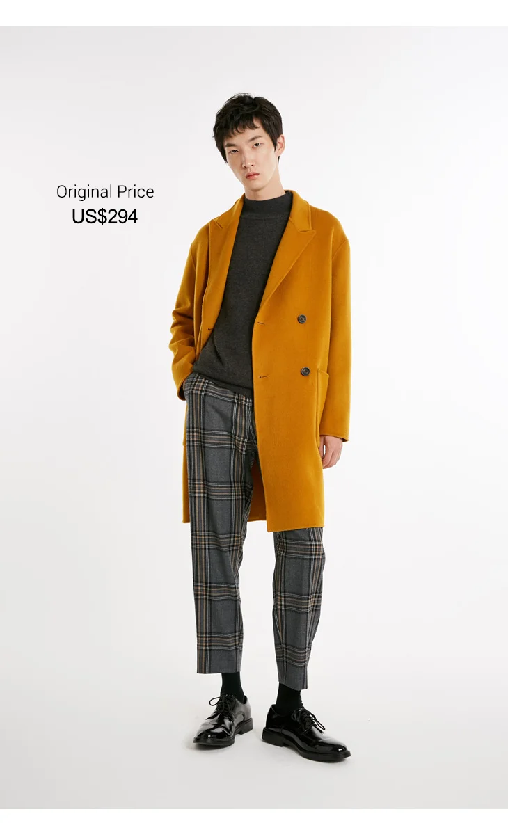 JackJones на осень-зиму Мужская Чистый Цвет шерстяное пальто | 218427516