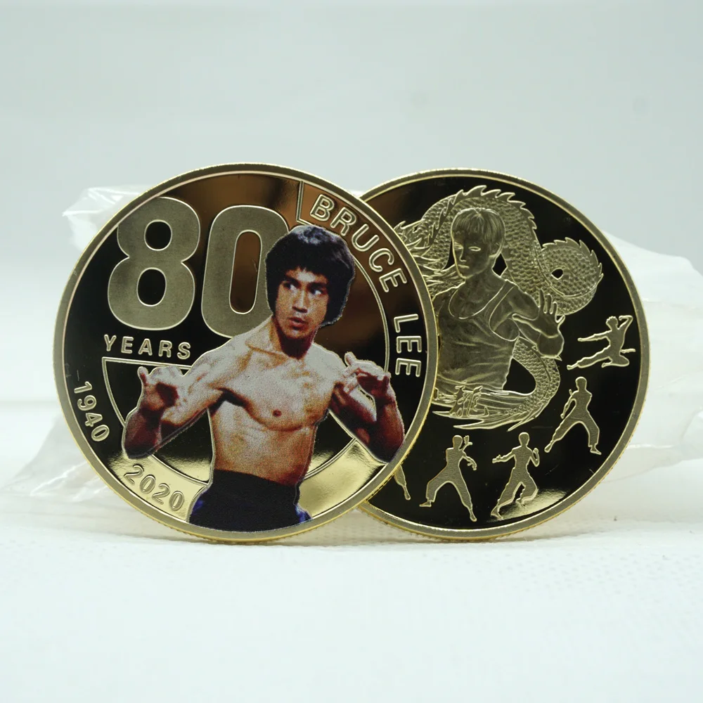 

New desinge Bruce Lee the 80th Anniversary gold Commemorative Coin Collection Chinese Dragon Metal Challenge Coin Collection