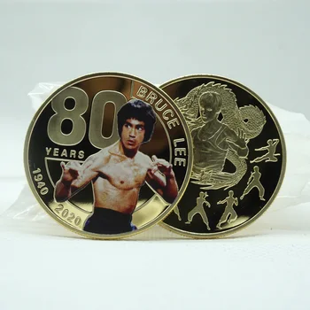

chinese kungfu Bruce Lee the 80th Anniversary gold Coin Chinese Dragon Metal Challenge Coin Traditional