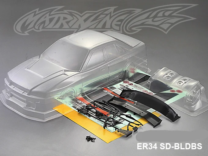 送料無料 1/10 日産 スカイライン ER34 BLITZ ラジコン ボディ LED付き