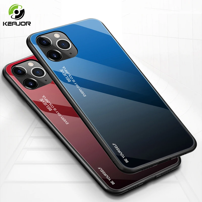 

Tempered Glass Case For Iphone 11 Pro Max 2019 Case Back Gradient Color Bumper Cover For Iphone 11 11Pro Max Coque Protective