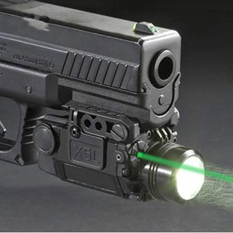 Pistola para Airsoft Glock Tactical Laser Lanterna Combinação Verde Visão Universal Pistola Mira 17 18 19 Led