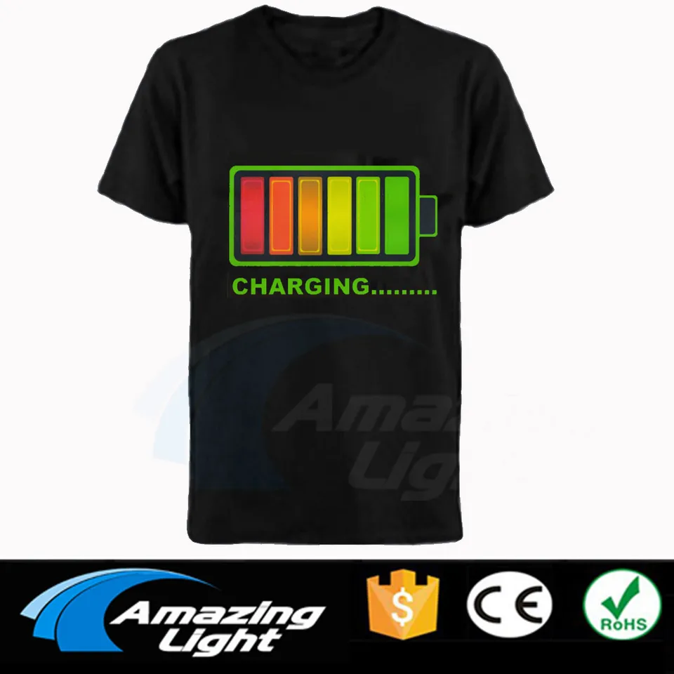 Sound Activated LED T-Shirt, Glow In The Dark Light Up Equalizer Clothes For Party