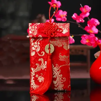 

Money Packets Chinese Knot Dragon Phoenix Pattern Exquisite Chinese Red Envelopes Brocade Red Envelopes Silk Cloth Home Decor