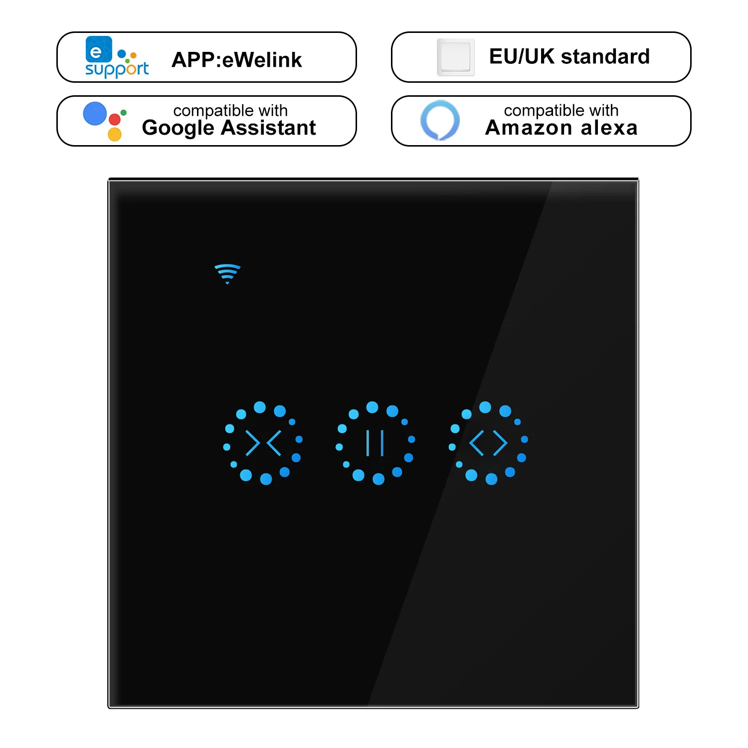 Ewelink, умный занавес, мотор, электрические жалюзи, WiFi переключатель, сенсорное приложение, голосовое управление от Alexa Echo Google Home, AC 110 В 220 В, ЕС/США - Цвет: EU Type Black