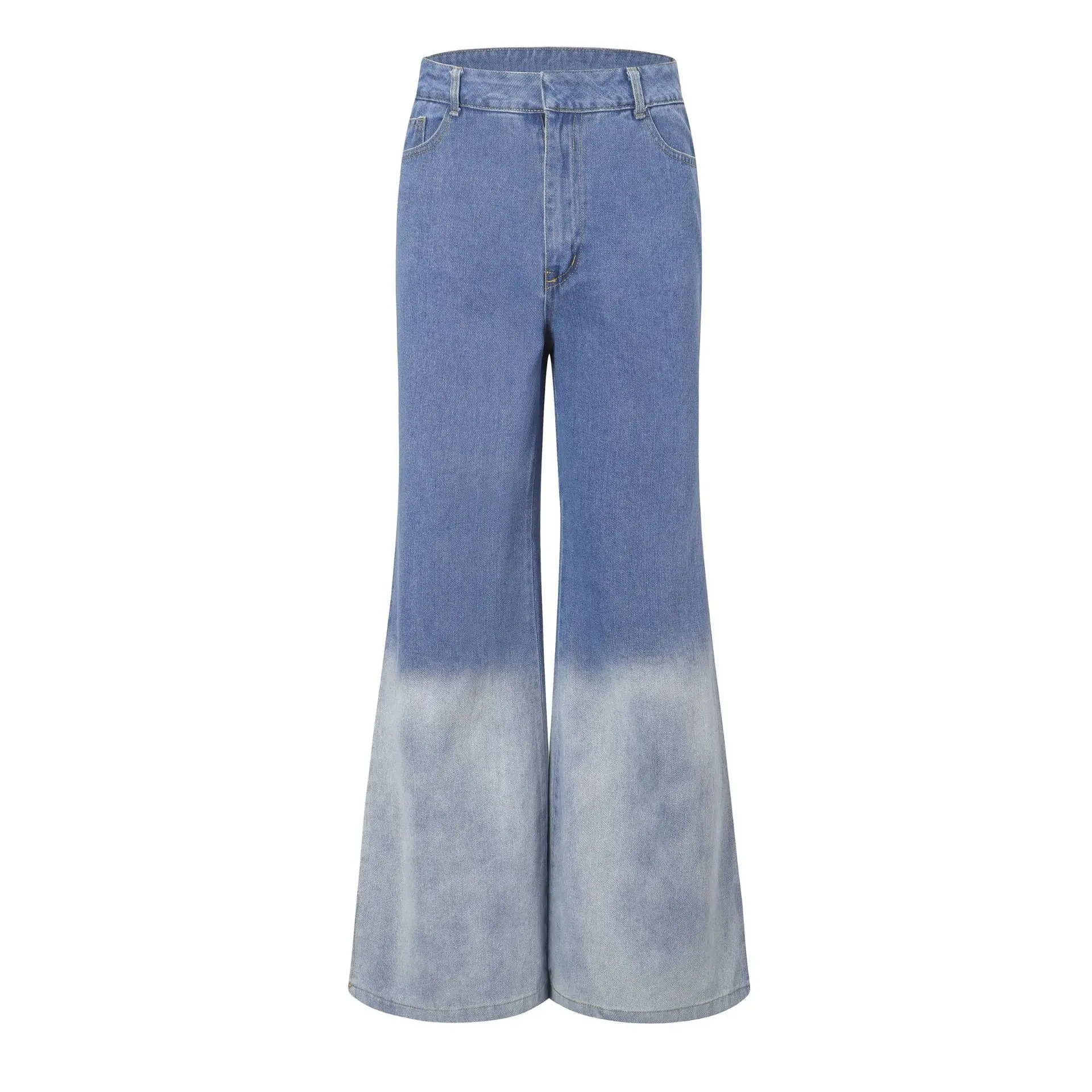 

CAWA Retro Washed Long Slim Jeans Women Denim High Waist Fashion Gradient Wide Leg Pants Skinny Jeans