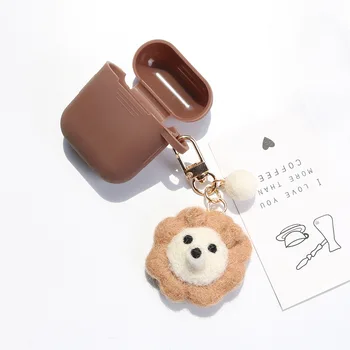 

For AirPods Case AirPods 2 Case cute Lion felt cartoon Key Ring Silicone Headphones Cases for Apple air Pods 2 Protect Cover