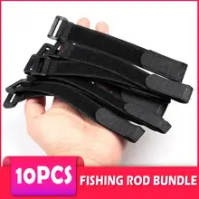 10 pçs vara de pesca gravata titular cinta suspensórios prendedor gancho laços laço vara de pesca cintas velcro ao ar livre pesca gadget