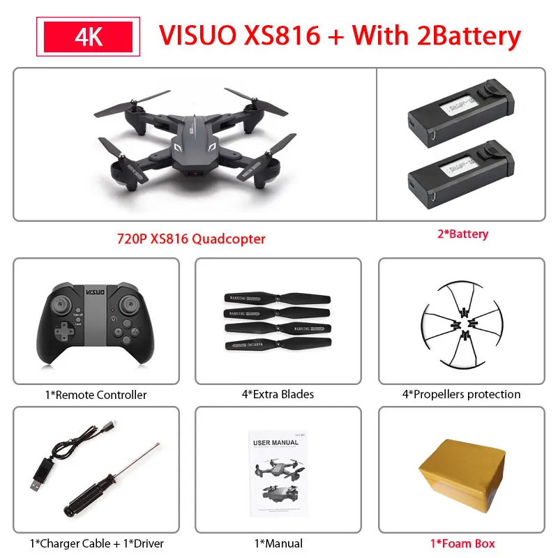 Дрон XS816 для дропшиппинг VIP link - Цвет: 4k 2B Foam Box