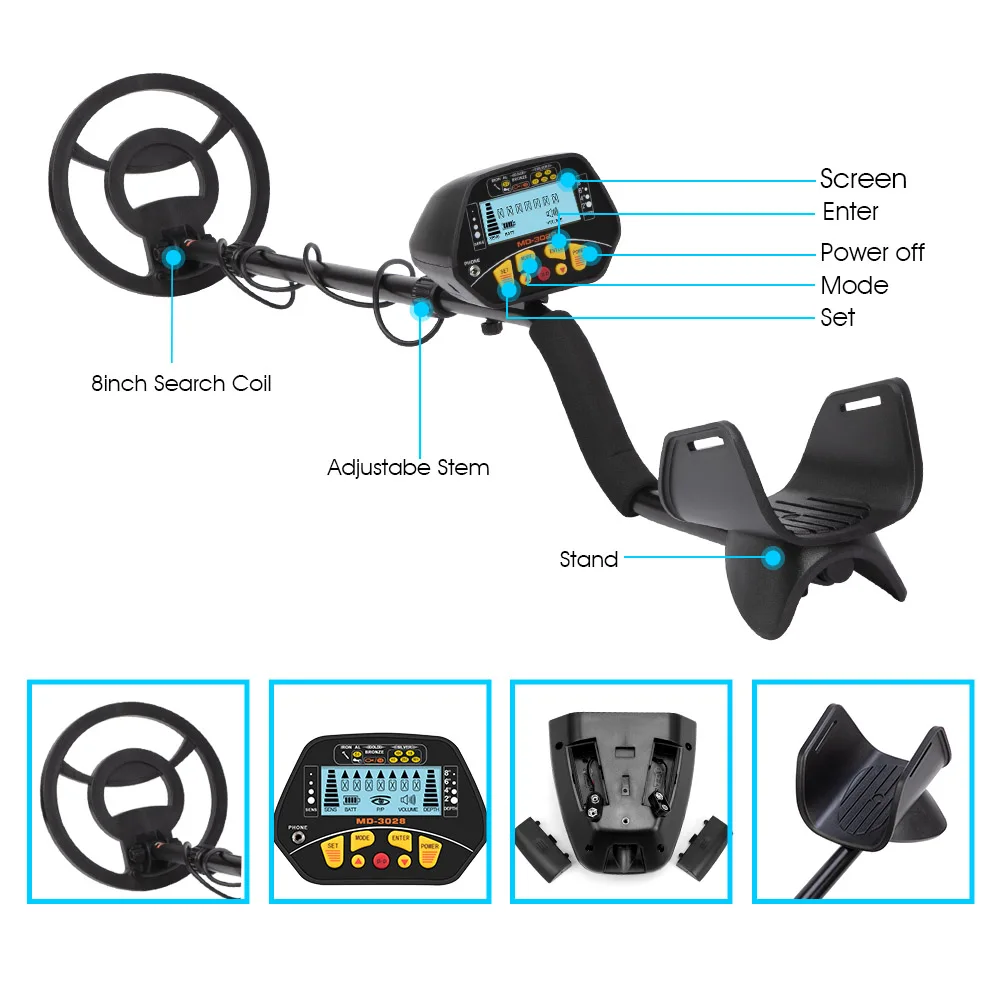 Metal Detector Search Coil for MD3028 Set Components Waterproof Gold Silver Detection Disc Plate Host LCD