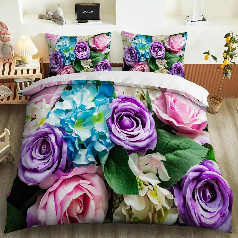 

Bailipromise 3D Colorful flowers duvet cover comforter set bed cover set full size single /twin/queen/king luxury bedding set