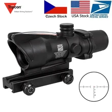 Hunting Riflescope ACOG 4X32 Real Fiber Optics Red Dot Illuminated Chevron Glass Etched Reticle Tactical Optical Sight hunting riflescope tactical acog 4x32 real fiber source red illuminated rifle scope camouflage