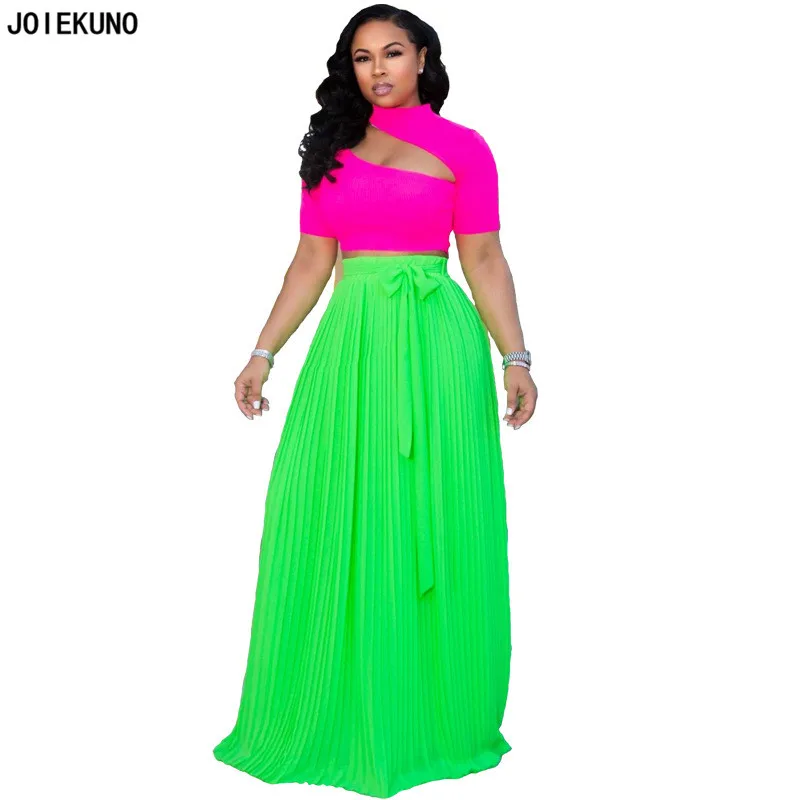 light green JOIEKUNO печати уличная модная длинная юбка для женщин сексуальные женские вечерние плиссированные юбки CY8137 - Цвет: light green