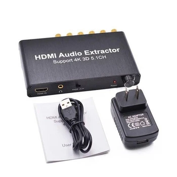 

5.1CH HDMI o Extractor Decode Coaxial to RCA AC3/DST to 5.1 Amplifier Analog Converter Support 4K 3D for DVD-US Plug