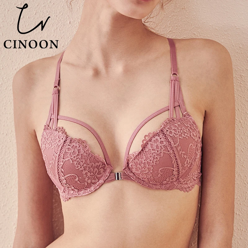 Goede Cinoon Floral Lace Lingerie Voorsluiting Bh Set Backless Ondergoed Push Up Beha Sexy Hoge Taille Slipje Voor Vrouwen 2020