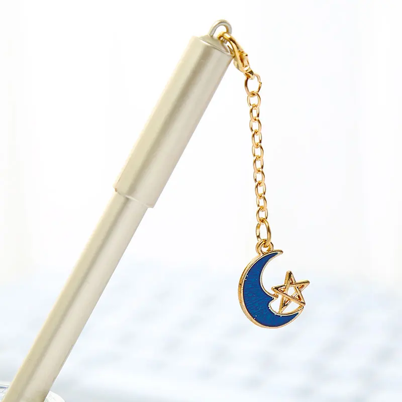 gold 1pc Kawaii Star Moon гелевая ручка металлическая рождественская подвеска канцелярские принадлежности материал Kawai школьные принадлежности черный синий аксессуары Bts - Цвет: gold 1pc