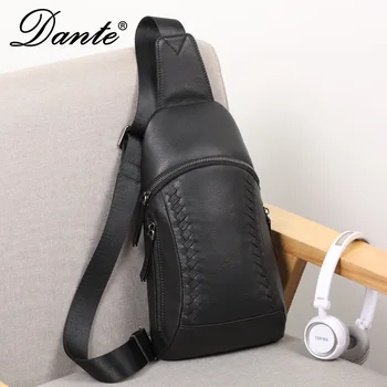 

dante Men Sling Backpack 100% Cow cowhide leather Shoulder Bag Boys Student School Bag University Work Travel Versatile Fashion