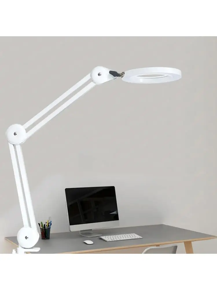 

Magnifying Glass Desk Lamp with Clamp Yellow Warm White Light 8X Magnifier Lens