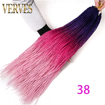 VERVES крючком косы 24 дюймов Омбре Сенегальские вьющиеся волосы 30 корней/упаковка синтетические плетеные волосы для женщин блонд, синий, розовый, коричневый - Цвет: P4/24