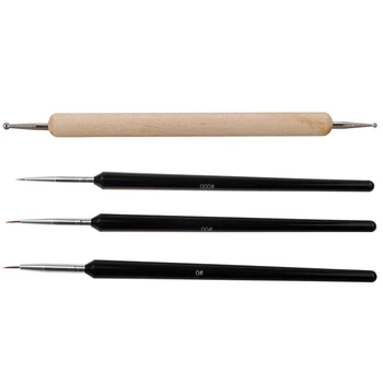 

3Pcs Nail Art Brushes,Professional Nail Art Brushes,Sable Nail Art Brush Pen Details,Liner Set & 1Pcs Spot Dotting Pen Pose Gel