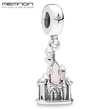New pink enamel dangle charms 925 sterling silver Sleeping Beauty Castle Charm fit beads bracelets necklace DIY pendants making