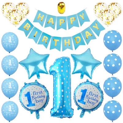 One 1st Birthday Balloon Year Old Ballon 1 2 2nd Balon Happy Party Decor Kids Baloon First Second Birthhda | Дом и сад