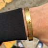 2020 New Luxury Cuff Cross Bracelet Bangle Stainless Steel Open Bracelet Carving Spanish Scripture For Men Women Jewelry 1