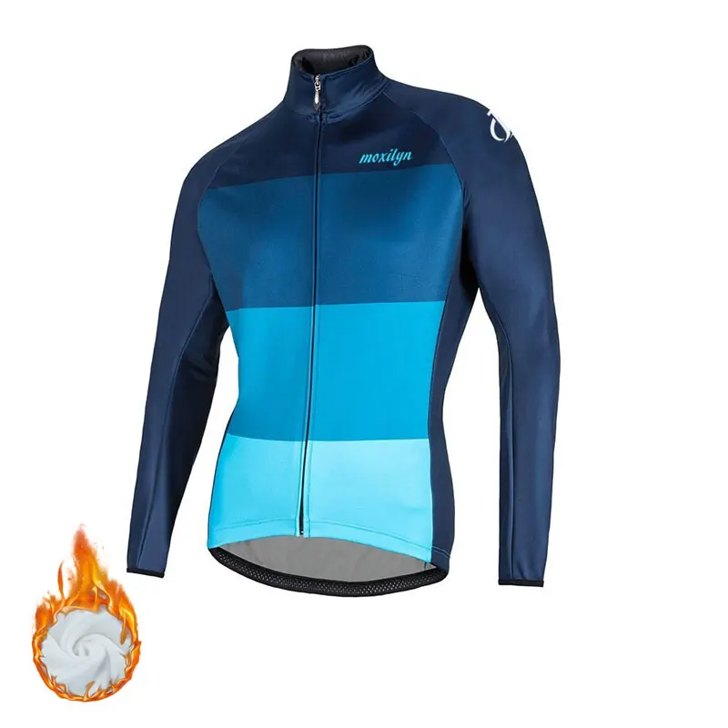 Moxilyn одежда для горного велосипеда Ropa Ciclismo, Джерси для велоспорта, Флисовая теплая зимняя одежда для велоспорта, одежда для велоспорта с длинным рукавом - Цвет: blue with fleece