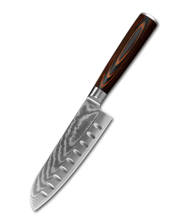 Эверрич®Нож шеф повара Santoku кухонный нож из дамасской стали 7 дюймов 67 слоев с