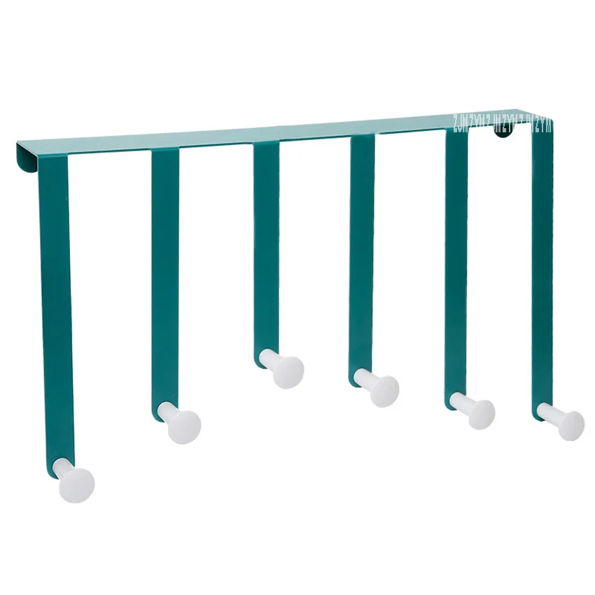Green ZXD1104 6-Hook дверная Вешалка без штамповки без следов дверной задний крючок из углеродистой стали Abs для спальни ванной комнаты креативный дверной крючок для полотенец - Color: Green