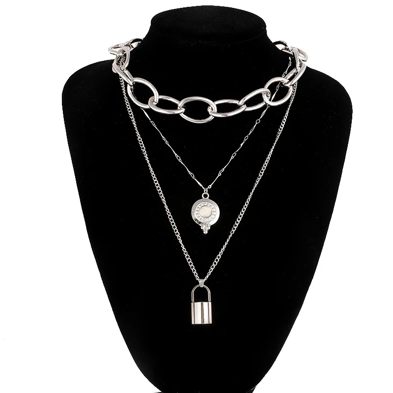Толстая цепочка, ожерелье с замком любви, s& Кулоны для женщин, винтажный висячий замок, очаровательное Золотое колье, ожерелье, ювелирные изделия