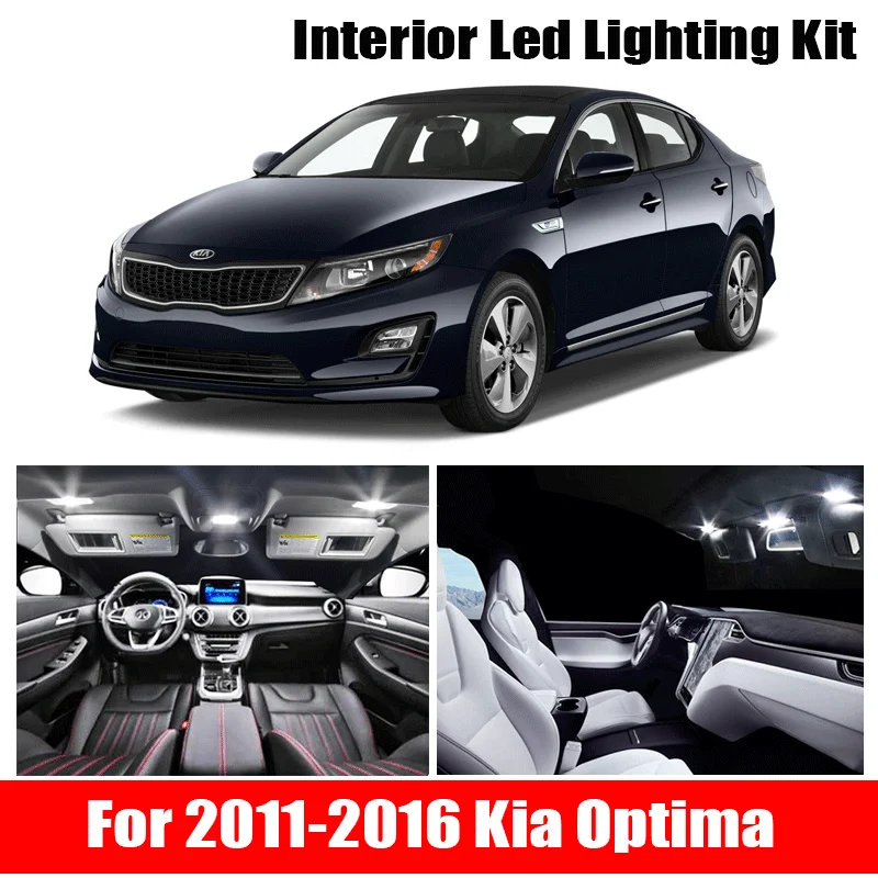 11pcs White LED Light License Plate Bulbs Interior Package Kit For Kia