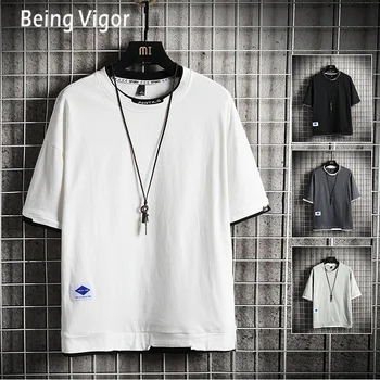 

men's casual t shirt short sleeve summer male cotton top tees men hip-hop skateboard streetwear S-5XL