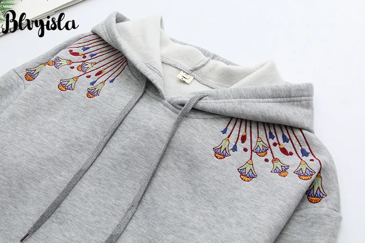 Blvyisla 4XL большой флисовый утепленный пуловер с вышивкой свитшоты 90 кг женские большие свободные толстовки Топы