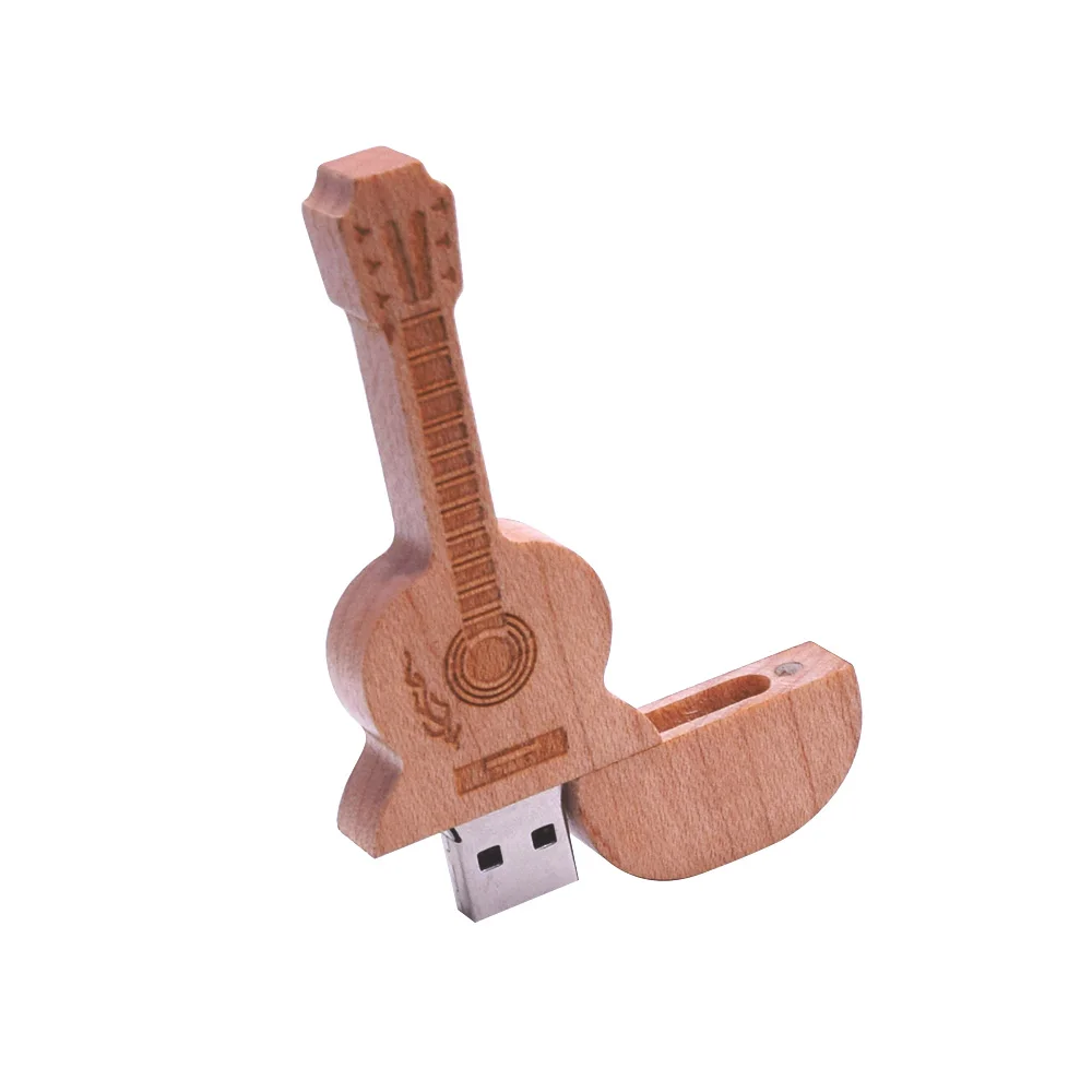 Пользовательский логотип Usb флеш-накопитель в форме гитары 8 ГБ 16 ГБ 32 ГБ 64 Гб деревянная модель гитары карта памяти музыкальная флешка, подарок