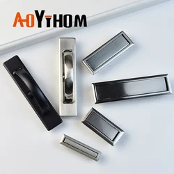 AOYIHOM Zinc Alloy Black Bookcase Shoe Cabinet Handle Hidden Furniture Kitchen Pulls Living Room Wardrobe Sliding Door Knob